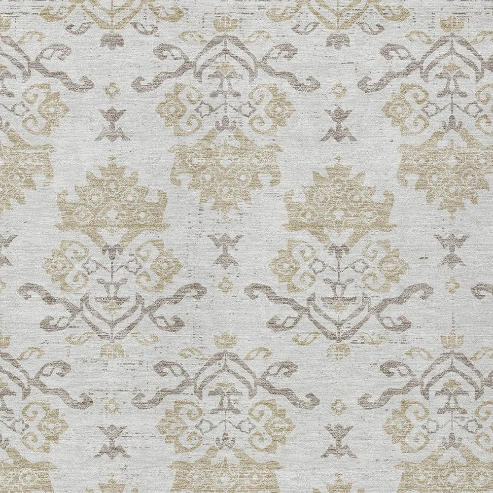 Homeroots 3' X 5' Ivory Beige And Taupe Oriental Washable Indoor Outdoor Area Rug