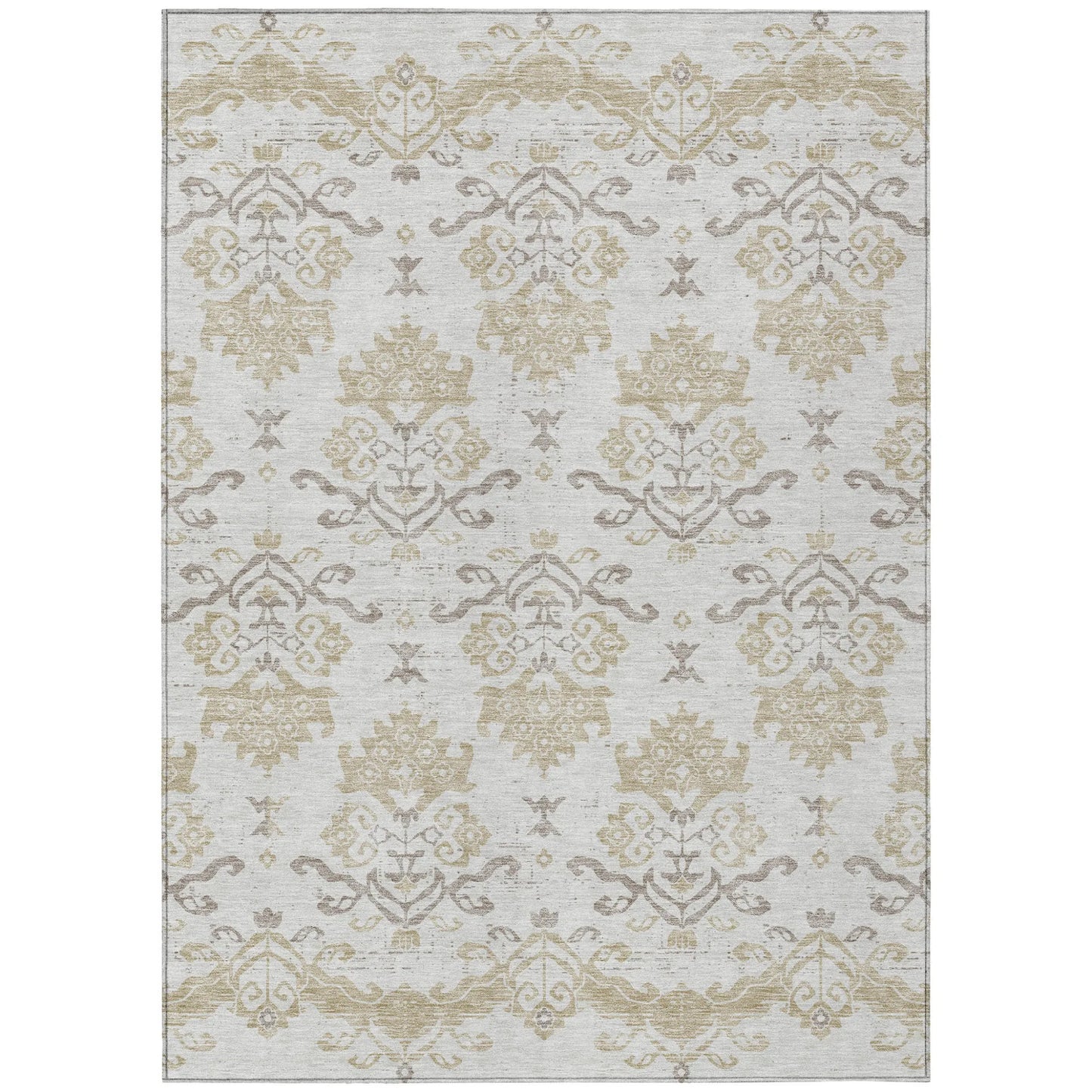 Homeroots 3' X 5' Ivory Beige And Taupe Oriental Washable Indoor Outdoor Area Rug
