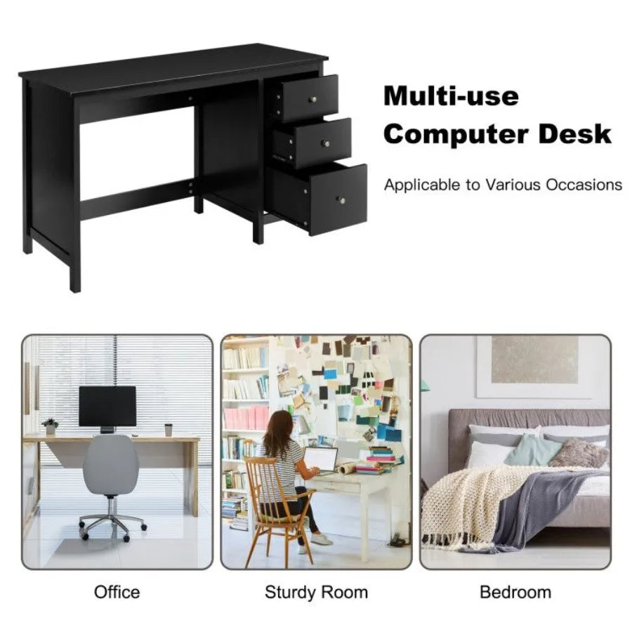 3Drawer Home Office Study Computer Desk with Spacious Desktop