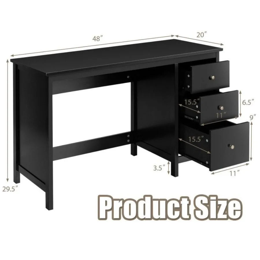 3Drawer Home Office Study Computer Desk with Spacious Desktop